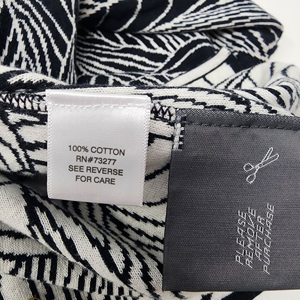 Dana Buchman Women's Medium Cardigan Sweater Black White Abstract Tie Front New - Picture 5 of 10